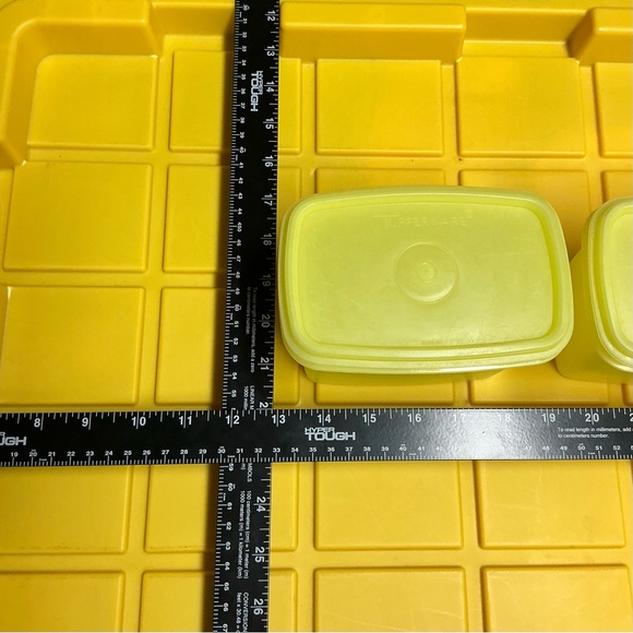 Tupperware Yellow Rectangular Plastic Food Storage Containers Set of 2 Snap Lid - Picture 9 of 9
